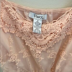 Pinky Peach Lace Sheer dress